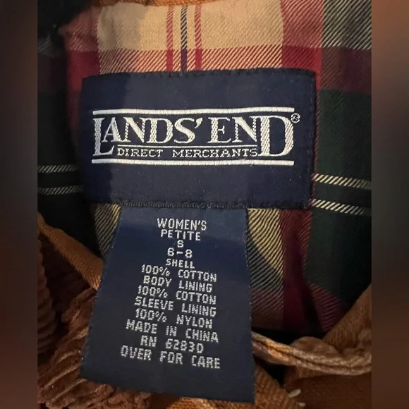 Vintage 90s Lands’ End Barn Jacket in Rich Camel Brown Size Small Petite - Picture 6 of 11